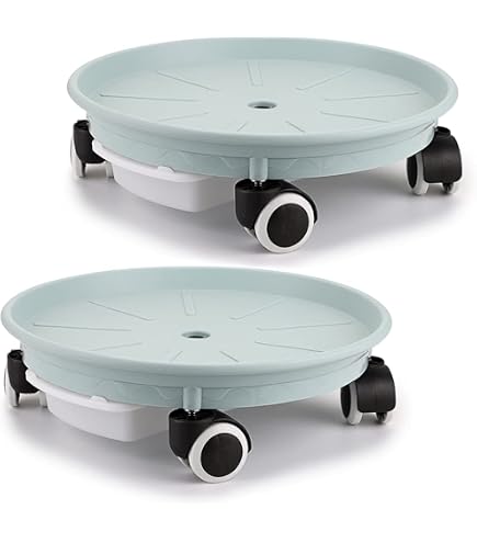 Tubayia Support à Roulettes Pour Plantes - Soucoupe Roulante Diamètre 37,5 Cm, Hauteur 17 Cm - Blanc - Facilite Le Déplacement Des Pots Lourds