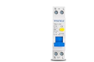 TAXNELE Disyuntor de circuito 1P+N 6KA RCBO 18MM Mini 230V 50/60Hz Montaje en riel DIN Disyuntor de corriente residual Tipo A 30mA Protección contra fugas de sobrecarga (16A)