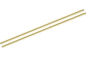 sourcing map 2pcs Brass Rods (5mm)0.2 Inch x (200mm)8 Inch Brass Solid Round Stock Lathe Bar for Knife Handles Pin DIY Craft Model Plane