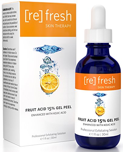 Fruit Acid Chemical Peel with Kojic Acid 15% - Lactic Acid, Glycolic Acid Natural Facial Gel Peel 30ml