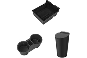‎TOPFIT ShowEv für Tesla Model 3 Y Armlehne Aufbewahrungsbox Mittelkonsolen Getränkehalter Mülleimer für Tesla Mittelkonsole Organizer Zubehör (Schwarz, 3 PCS)