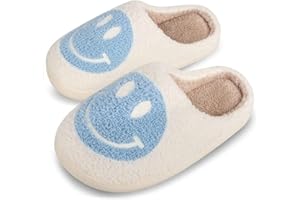 GYOSHI Smile Face Slippers for Women Men, Retro Soft Plush Lightweight Smile Face House Slippers, Indoor Outdoor Cozy Trendy Slip-On Slipper, Cute Fashion Slippers Gift Slippers