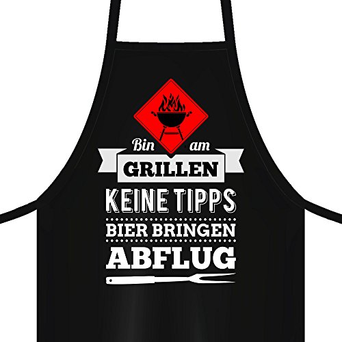 YORA Grillschürze für Männer – Bin am Grillen – lustige Kochschürze als ideales Geschenk für Männer