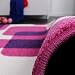 Designer Rug - Kids - Woven - Trendy Retro Style - Magenta Purple Cream, Size:60x100 cm