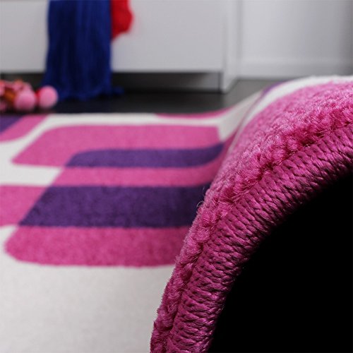 Paco Home Vloerkleed voor kinderen, trendy retro, roze, paars en crème, 120 x 170 cm - 3