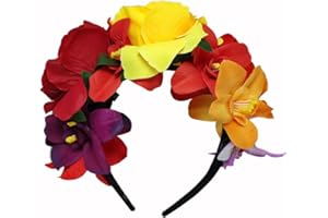 VASANA Halloween Rose Flower Headband Mexican Floral Hair Bands Day of the Dead Flower Crown Halloween Party Costume Headpiece Hair Accessories for Cosplay Carnival Party