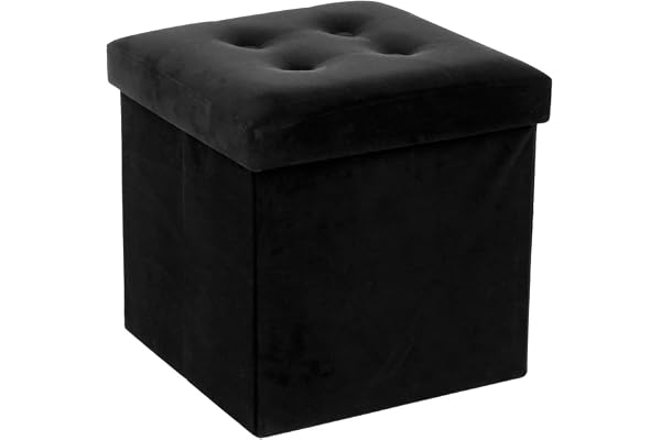 Svart sammet vikbar puff "Lysander"