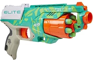 HASBRO Nerf Elite, blaster Disruptor, tamburo rotante da 6 dardi, 6 dardi Nerf Elite, raffica di colpi, dynamic green, esclusiva Amazon