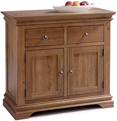 Bellerose Solid Oak Small Sideboard 2 Drawers &amp; 2 Storage Cupboards Dresser Buffet Table