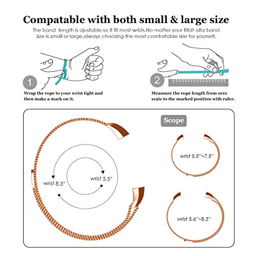 Bepack für Fitbit Charge 2 Unisex Armband,Edelstahl Einstellbares Stahlarmband Fitness Watch Strap Band für Fitbit Charge 2 - 5