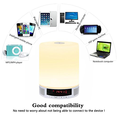 Blingco drahtlose LED Bluetooth Lautsprecher, spät intelligentes bewegliches Multifunktions-USB-aufladenmusik-Resonanzkörper mit intelligenter Note Dimmable Nachtlicht, verwendbar für Innen- und im Freiengebrauch. - 5