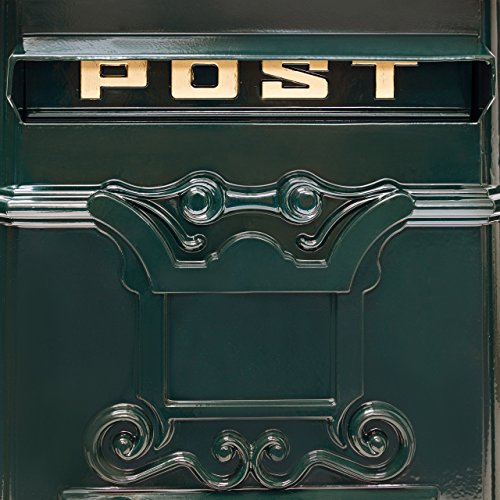 Relaxdays Standbriefkasten Antik HBT: 106 x 38 x 34 cm nostalgischer Säulenbriefkasten aus rostfreiem Aluminium englischer Briefkasten Postkasten in britischem Design mit Posthorn, grün - 7