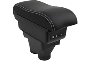 OYHCM Bracciolo Compatible with Peugeot 208 2012-2018 Bracciolo Console Centrale Braccioli Poggiabraccio Braccio Vano Portaoggetti Doppio Spazio di Archiviazione Pelle Nera