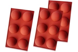 Zueyen 3 paquetes de moldes grandes de silicona semiesfera de 6 cavidades, molde para hornear para hacer chocolate, pasteles, gelatina, mousse de cúpula