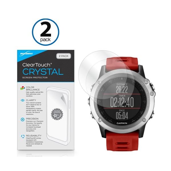 BoxWave Garmin Fenix 3 ClearTouch Crystal (2-Pack) Screen Protector for Garmin Fenix 3