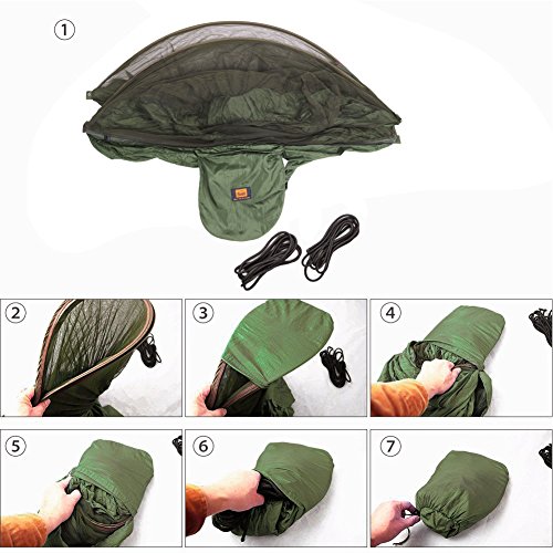 Camping Hängematte, Hängematte Zelt Pop Up Mosquito Net Ultralight Durable Fallschirm Stoff Hängematte für Outdoor, Strand, Wandern, Reisen, Hinterhof, Backpacking - 2