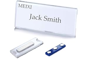 MEIXI Placas de identificación de magnético，con imán de 3 puntos para un agarre fuerte en la ropa, también en chaquetas, juego completo(10 piezas)