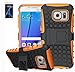 Produktbild ISENPENK Samsung Galaxy S7/S7 Duos/G930F(2016) Hülle und Panzerglas/Schutzfolie,TPU+PC Slim Silikon Tough Rugged Dual-Layer Hardcase with Built-in Kickstand Schutzhüllen,Wasserdicht Shockproof Anti Slip Protection Stand Case Tasche für Samsung Galaxy S7/S7 Duos/G930F(2016)5.1Zoll-[orange]+Panzerglas