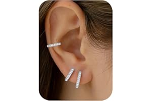 VIDONIO 3 Paar Ohrringe Silber 925 Für Damen, 14K Vergoldet Hypoallergen Ohrringe Set Stapelbar AAA+ Zirkonia Ohrstecker Schlafen Knorpel,Creolen Gold Für Mehrere Piercings Damen Schmuck