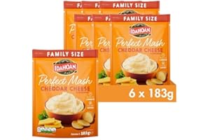 Idahoan Perfect Mash Potato Cheddar & Cheese Family 183g - Gluten Free Instant Mash Potatoes Cooks in 1 Minute Ready to Eat (Pack of 6)