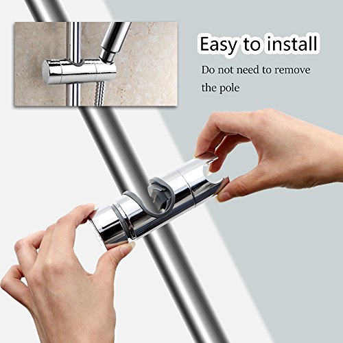 Handbrause Halterung, Rusee Wandstange Halterung Duschstange Schieber Gleiter Verstellbar Brausehalter ABS Grade Kunststoff Chrome Fertig, 18-25 mm Außen Durchmesser Slide Bar Dusche Halter Klemme Badezimmer Ersatz - 5
