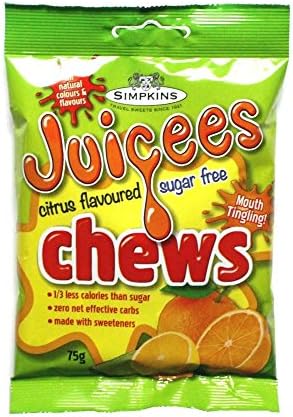 Citrus - Juicees No Added Sugar Free Chews Sweets Simpkins 75g (Pack of 1)