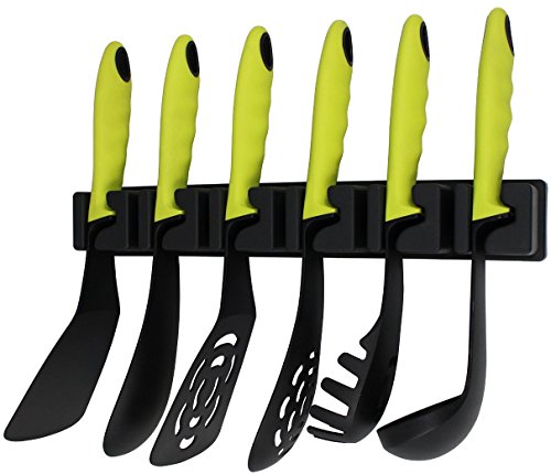 Kopf Küchenhelfer Nylon (7-teilig, inkl. Wandhalterung) schwarz/grün