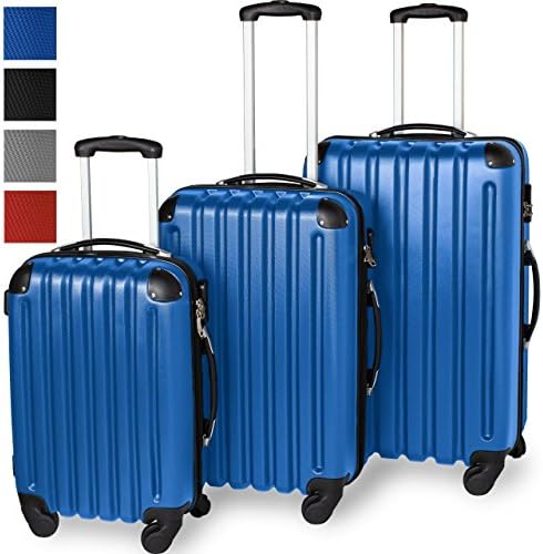 Three-Piece ABS Travel Luggage Set, Hard Shell Suitcase, Lightweight, 360° Swivel Wheels, Telescopic Aluminium Handle, Blue
