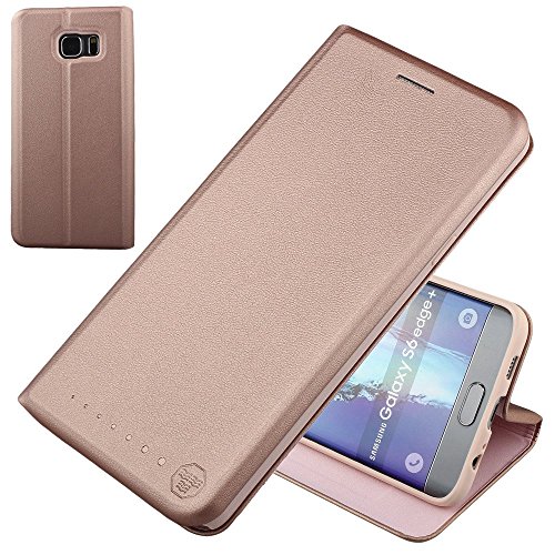 Nouske Carte Fessura Custodia per Samsung Galaxy S6 Edge più/Flip Wallet Book Protective Slim Standing Cover,Rosa Oro