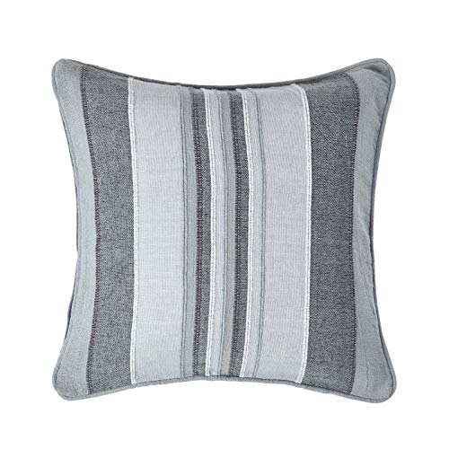 Homescapes Morocco Striped Cushion Cover 18 x 18 Inches Grey Charcoal Light Grey 100% Cotton Cover C