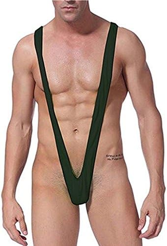 YUDI Men's Mankini Swimsuit Thong Borat Style V Sling Stretch Sexy Underwear Suspender Bodysuit Strap Thongs Bodysuit (Black)