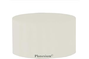 Planesium Premium Gartentisch rund Gartenmöbel Hülle Abdeckung Schutzhülle Haube Abdeckplane Garnitur wasserdicht atmungsaktiv reißfest 575g/lfm (Ø 125cm x Höhe 75cm , Weiß)
