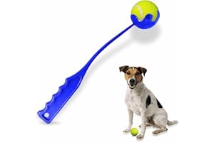 ALYAR Dog Ball Launcher Dog Ball Thrower Dog Ball Thrower Launcher Dog Toy Ball Thrower with Tennis Ball Puppy Pet Exercise Durable High Bounce Fetch Dog Thrower Game Training Blue Colour 35 Cm(1 Count)