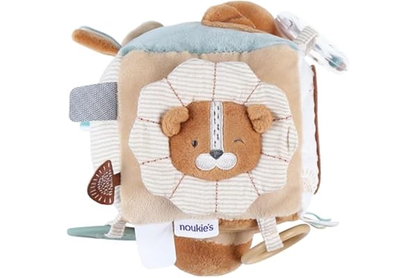 NOUKIE'S - Cube d'activités pour bébé - Jouet d'éveil - Caramel - Babou & Kendi - Cadeau naissance