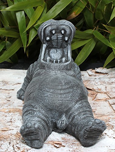 Steinfigur Nilpferd in Schiefergrau, Figur, Deko, Garten - 4