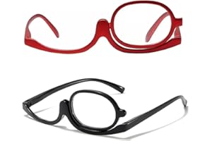 Solvayne 2 Pcs Makeup Glasses Flip Up Lens, Magnifying Makeup Eyewear for Precision Application, Interchangeable Lens for Left & Right Eye, Makeup Helper Glasses with 2.5X Zoom – UK Only
