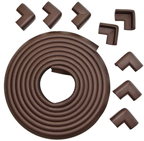 Ultimate VALUE BUNDLE Premium 17ft Edge And 8 Corner Guards - Keep Toddlers Safe While They Learn to Walk. FREE 2 Pack Of Home Safety Cabinet Locks Protectors. Easily Affix The Child Safety Bumpers to All Types of Furniture. Stylish Coffee / Brown Color. Won't Damage Furniture. Ultra Thick. Child Safe. Cover 20 feet of Sharp Edges And Corners. Lifetime Guarantee on All Protectors.