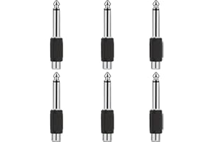 Kjzeex 6 Pack 6.35mm Male Mono Jack Plug to RCA Female Phono Socket Gold Plated Audio Adapter