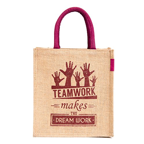 H&B Jute Unisex Lunch Bag (11 x 9 x 6 inch, Multicolor)