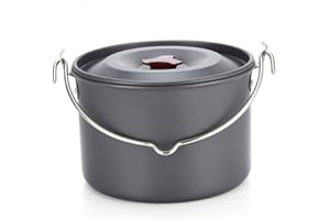 JORZER Aluminum Campfire Pot - Large, Lightweight for 5-6 People - Hanging Pot for Camping, Travel & Hiking