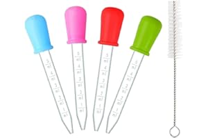 GUAGUA 5ml Silicone Pipettes Dropper 4Pcs Plastic Droppers Liquid Droppers Pipettes of 5ml with Cleanning Brush, 5Pack