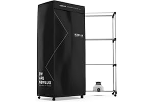 NEWLUX - Secadora de Ropa Eléctrica Portátil Secadry NEgro con Luz UV para Desinfectar. Capacidad 15Kg, Temp. 180min, 4 Niveles. Secadora por Ventilación (1200W) 3 en 1. Ideal como Armario y Tendedero