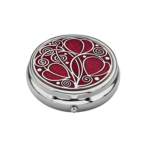 Handmade Fine Glass Enamelled Celtic Mackintosh Rose and Leaves Compact Mirror - Red
