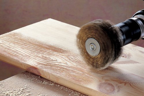 wolfcraft Holz-Struktur-Bürste Ø 80 x 35 mm, Rundschaft 8 mm, 2265000 - 2