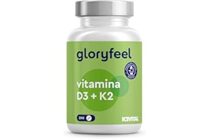 GLORYFEEL Vitamina D3 y K2 2000 U.I. - 100µg de Vitamina K2 MK7 - PREMIUM: K2VITAL® - Dosis personalizada - Apoya huesos, músculos y sistema inmunológico