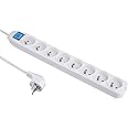 Electraline 35401 8-Socket Power Strip with Switch 1.5m White