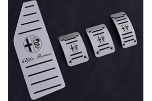 AUTOCOVR Pedali Con Poggiapiede In Acciaio per Alfa_Romeo GIULIETTA - 4 Pezzi Ti Design Pedana Pedaliera Poggapiedi Pedaliere Sportiva Gas Copripedale Freno Frizione Tuning