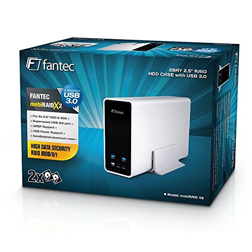 FANTEC mobiRAID X2 Externes Festplattengehäuse (für 2x 6,35 cm (2,5 Zoll) SATA HDD oder SSD, RAID Funktion 0/1/JBOD, USB 3.0 SUPERSPEED, UASP, Aluminium Gehäuse) silber - 3