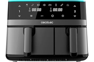 ‎CECOTEC Cecotec Heißluftfritteuse ohne Öl 9L Cecofry DuoSize 9000 Air Fryer. 2700W, 2 Körbe mit 5,5 und 3,5L, Duale Temperatur, Touchscreen, Zeitsynchronisierung, 80-200ºC, 8 voreingestellte Menüs