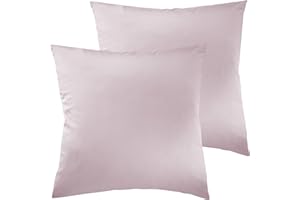 Pure Label 2er Set Mako Satin Kissenbezüge 40x40 cm aus 100% Baumwolle in rosa - Traumhaft weiche Deko Kissen passend zu unseren Bettwäsche Sets